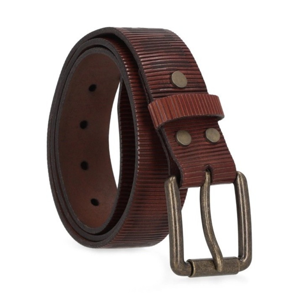 New $80 Harley Davidson Men's Laser Logo Brown Leather Interchangeable Buckle 38